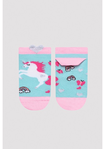 Penti Kız Çocuk Unicorn Kalpli Çok Renkli 3lü Patik Çorap