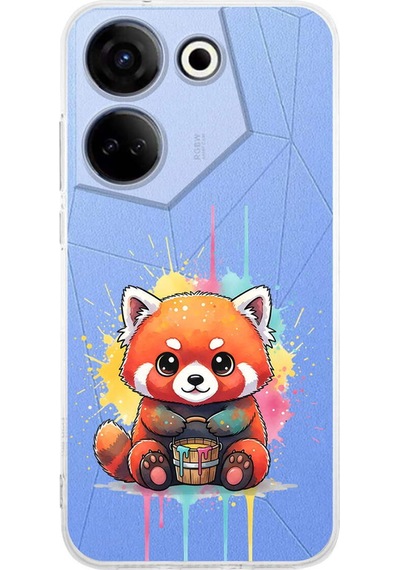 Tecno Camon 20 İle Uyumlu Splash Tilki Tasarımlı Şeffaf Silikon Kılıf Şeffaf