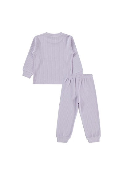 Minidamla Gülen Yüz Baskılı 1-7 Yaş Pijama Takımı - Lila