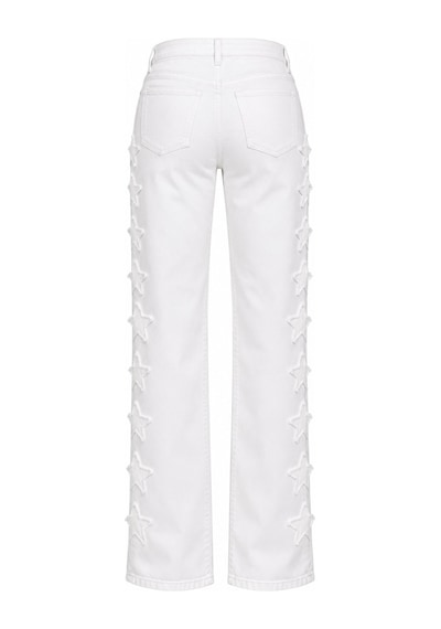 Laluvia Beyaz Yanları Yıldız Detaylı Jean - 2y0960