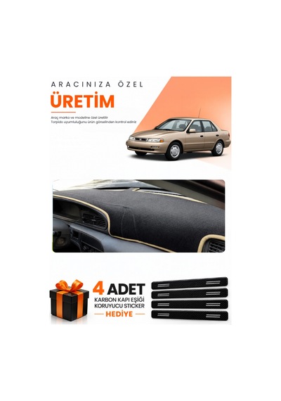 Kia Sephia 1995-1998 Uyumlu Torpido Koruma Örtüsü Oto Kılıfı - Siyah Bej