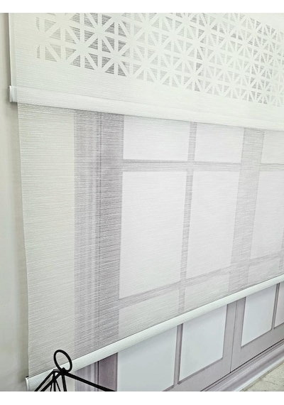 Bbb Çift Mekanizmalı Lazer Kesim Tül Ve Stor Perde Mlt1045 Beyaz