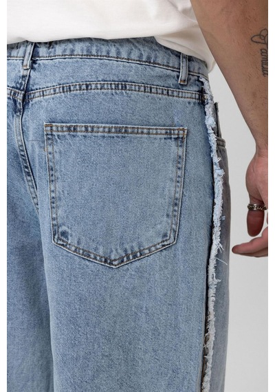 Vamos Yan Dikiş Detaylı Baggy Jean Açık Mavi Melanj