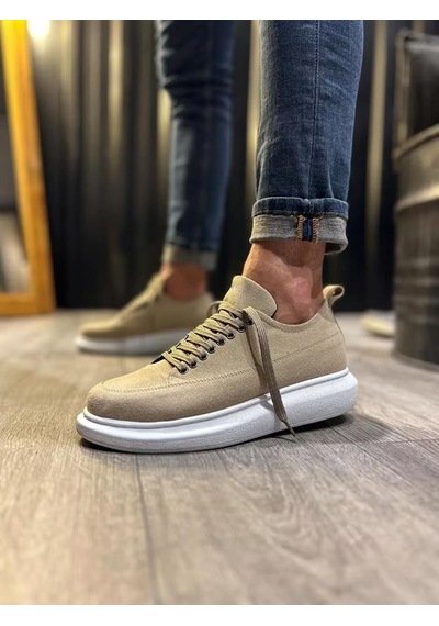 Ay Mood Jy914 Drake Bağcıklı Süet Erkek Günlük Sneaker Ayakkabı Sbt Krem