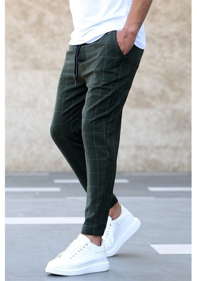 Madmext Madmext Ekoseli Haki Jogger Mad4081-haki Haki