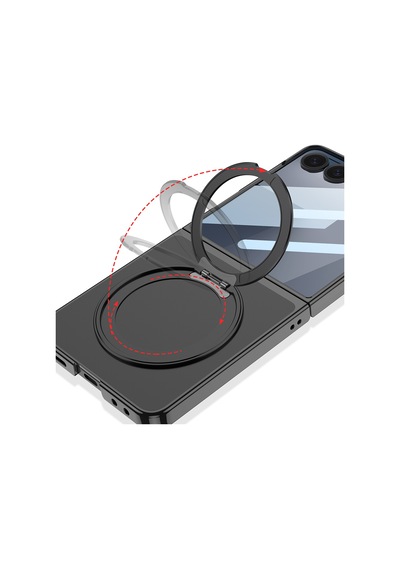 Zore Galaxy Z Flip 7 M-safe Şarj Özellikli Zore Kıpta Kpt-02 Standlı Kapak - Siyah