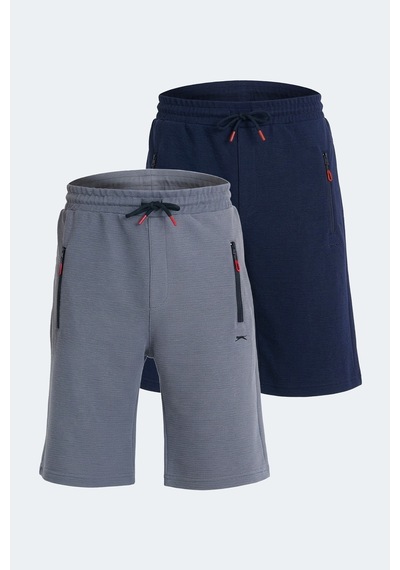 Slazenger Osaku 2 Li Set Erkek Şort Lacivert - Koyu Gri