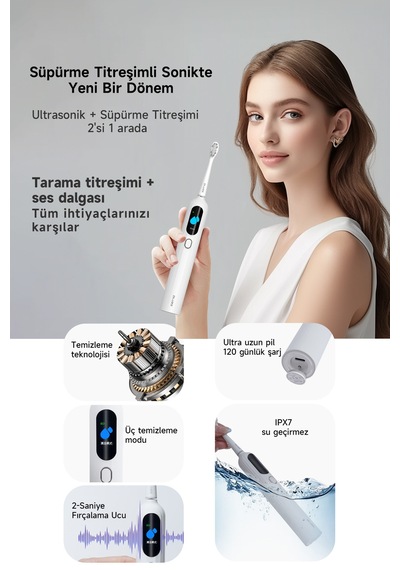 Sonik Şarjlı Diş Fırçası 120 Gün Şarj Süresi 6 Adet Başlık Pembe - 681412076