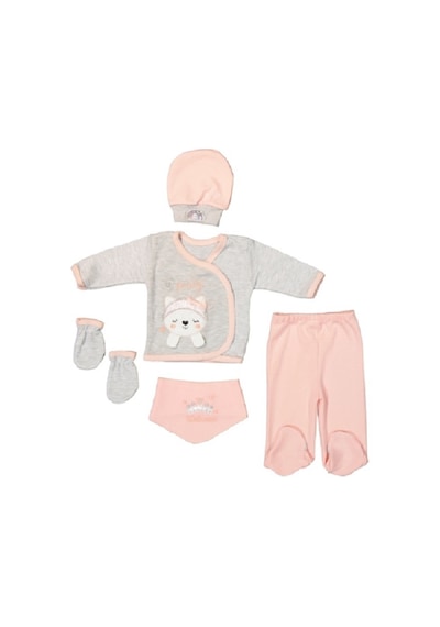 By Concon Kız Bebek 5 Li Bandanalı Tavşan Set Açık Pembe
