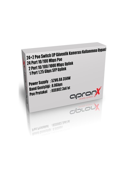 apronx 24 port poe 350w switch 10/100 24 poe + 2 uplink + 1sfp