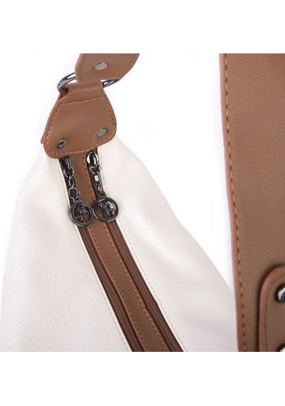Nas Bag Çok Gözlü Kadın Omuz Ve Çapraz Çanta 33x25 Cm Krem Taba Victoria