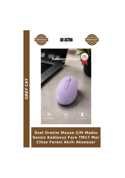 Özel Üretim Mouse Çift Modlu Sessiz Kablosuz Fare Tm17 Mor Cihaz Faresi Akıllı Aksesuar