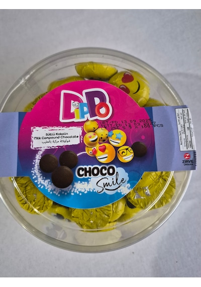 Smile Emoji Sütlü Kokolin Çikolata 4.5 Gr 100 Adet