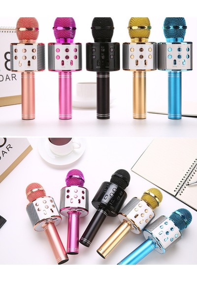 Bluetooth Karaoke Mikrofon Kablosuz Hoparlörlü, Led Işıklı, Şarjlı