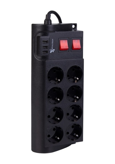 Fulltech 8 Priz 3XUSB 16A 2mt Kablo 4000W Akım Korumalı Priz FTR-08 2412