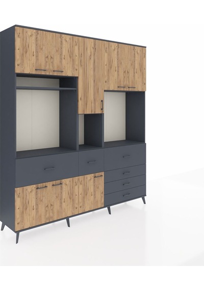 Hyperion Dolap 10 Raflı 6 Çekmeceli 8 Kapaklı 220x44x243 Antrasit-çam/antrasit Atlas Çam/antrasıt Hyperion Dolap 10 Raflı 6 Çekmeceli 8 Kapaklı 220x44x243 Antrasit-çam/antrasit Atlas Çam/antrasıt