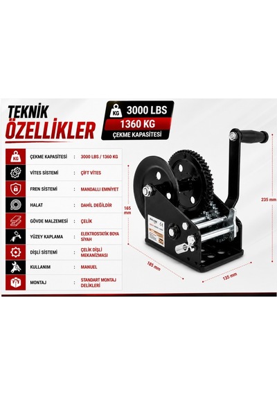 Kollu Irgat El Vinci 3000lbs 1134kg.