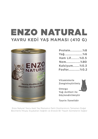 Enzo Natural Yavru Yaş Kedi Maması 410 Gr X 24