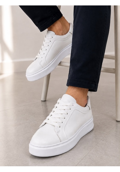 Papucumun Dünyası Erkek Hakiki Deri Sneaker Beyaz