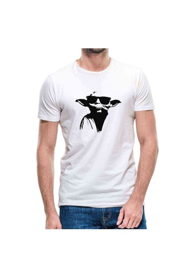 Yoda Baskılı Beyaz Erkek Tshirt