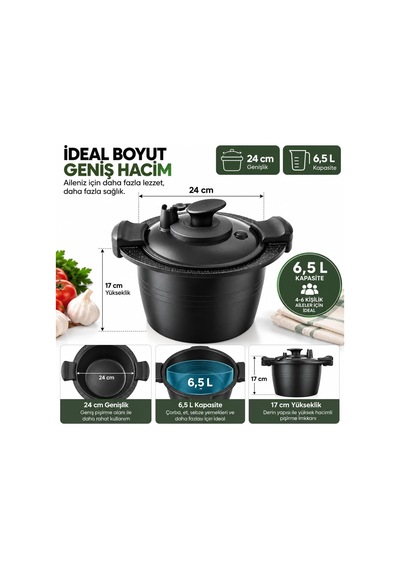 24 Cm 6,5 L Vakumlu Buharlı Düdüklü Tencere Premium Seramik Kaplama, Güvenli Kilitleme Sistemi, Isıya Dayanıklı Silikon Conta, Hızlı Ve Sağlıklı Pişirme Çok Renkli 24 Cm 6,5 L Vakumlu Buharlı Düdüklü Tencere Premium Seramik Kaplama, Güvenli Kilitleme Sistemi, Isıya Dayanıklı Silikon Conta, Hızlı Ve Sağlıklı Pişirme Çok Renkli