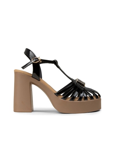 Deery Kadın Siyah Rugan Platform Topuklu Sandalet - 26491zsyhc01 Siyah