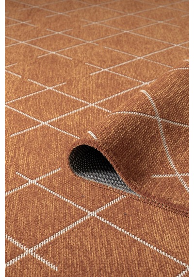 Malta Mlt01t Turuncu Dekoratif Şönil Kilim Geometrik Desen Yıkanabilir Yumuşak Kaymaz Taban Halı