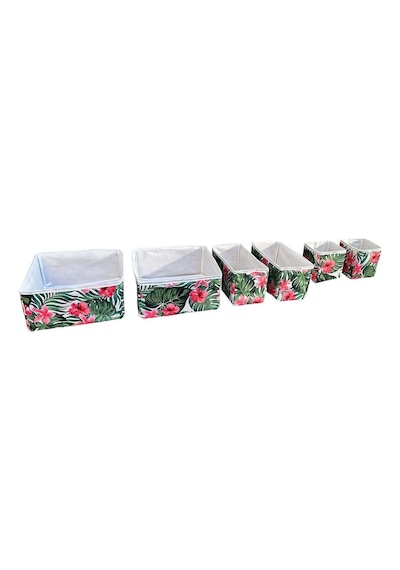 6'lı Çekmece İçi Çamaşır Düzenleyici Çocuk Odası Katlanır Saklama Kutusu Organizer Set-yeşil Yaprak Siyah