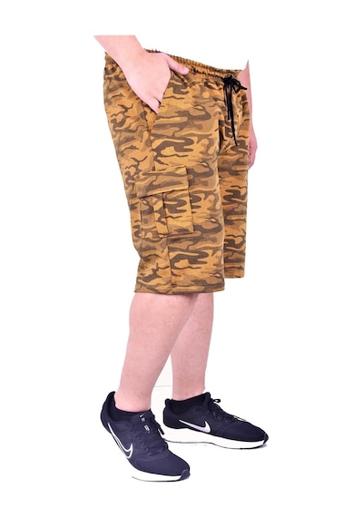 Moc Grande Mocgrande Büyük Beden Pastel Camouflage Likralı Erkek Penye Şort 23609 Hardal