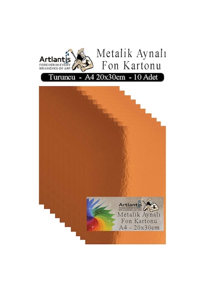 Metalik Aynalı Fon Kartonu 10 Lu A4 20x30 Cm 1 Paket Okul Sınıf Dekoratif Pırıltılı Folyo Kağıt Dekoratif Anasınıfı Kreş Turuncu