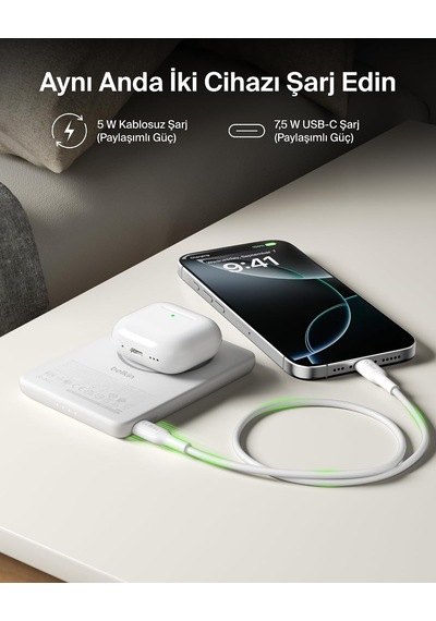 Boostcharge 5000 Mah İnce Manyetik Usb-c Power Bank, Beyaz
