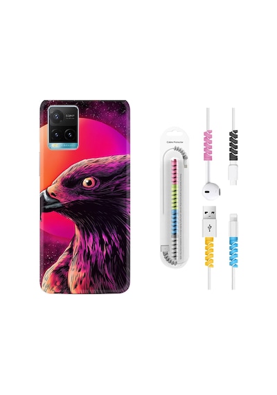 Vivo Y21S Kılıf Kablo Koruyuculu Red Eagle 1752