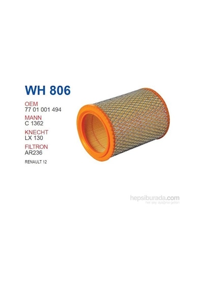 Wunder Renault 12 Hava Filtresi Oem No: 7701001494