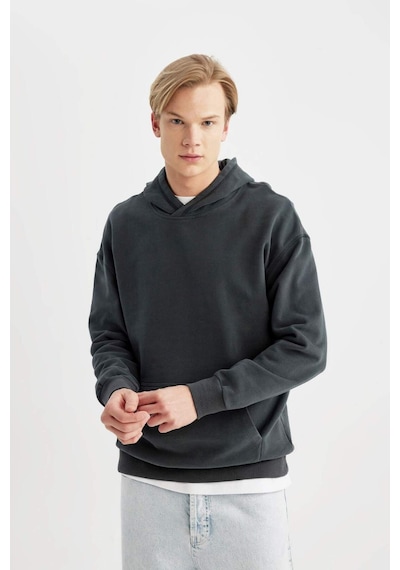 Defacto Comfort Regular Fit Rahat Kalıp Kapüşonlu Basic Sweatshirt B4446AX24SPGN1082 Yeşil