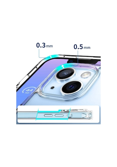 Vendas Apple Uyumlu iPhone 14 Kılıf M-safe Şarj Özellikli Şeffaf Sert Pc Zore Embos Kapak + Hayalet Ekran Koruyucu Şeffaf