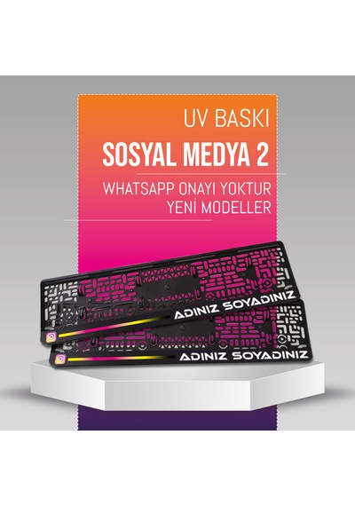 Sosyal Medya 2 Plakalık, 2 Adet Premium Uv Baskı, Plakalıkhane