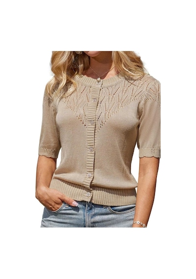 Youknitwear You Wanda %100 Pamuk Triko Hırka Kahverengi