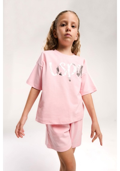 U.s. Polo Assn. Kız Çocuk Pembe Şort Takım Us2082 Pembe