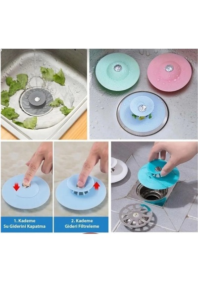 Lavabo Küvet Tıkacı 2 Adet Mutfak Banyo Gider Tıpası Kapağı Tıkaç Süzgeç Silikon Diğer