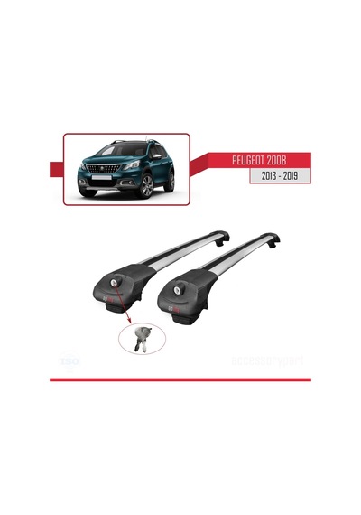 Peugeot 2008 2013-2019 Arası İle Uyumlu Ace-1 Ara Atkı Tavan Barı Gri