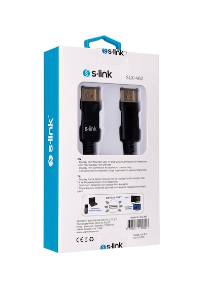 S-lınk Slx-460, Display Port Dp Kablo, İki Ucu Erkek, 1.5 Metre