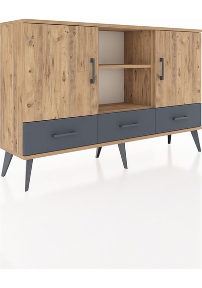 Arges Konsol 6 Raflı 3 Çekmeceli 3 Kapaklı 132x30x83 Çam-çam/antrasit Çam/antrasit Arges Konsol 6 Raflı 3 Çekmeceli 3 Kapaklı 132x30x83 Çam-çam/antrasit Çam/antrasit