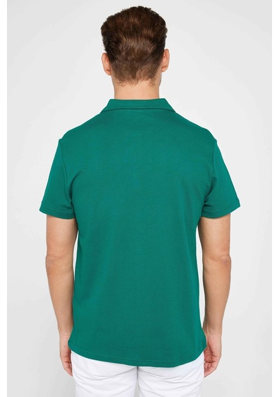 Tudors Erkek Slim Fit Dar Kesim %100 Pamuk Desenli Yeşil Polo Yaka Tişört-29684-yesıl Yeşil