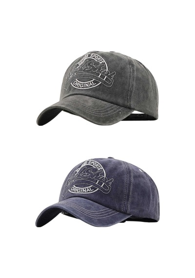 Tezzgelsin Unisex Eskitme Rock Shark Nakışlı Ayarlanabilir Beyzbol Kep Şapka 2'li Set Siyah - Lacivert