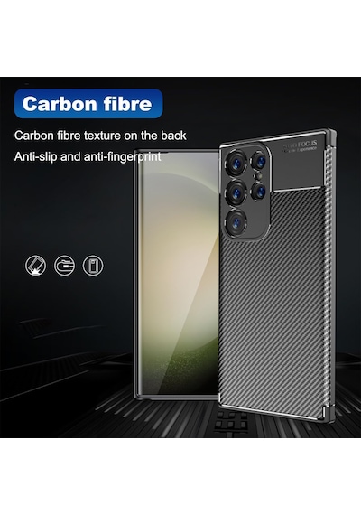 Samsung Galaxy S25 Ultra Uyumlu Kılıf Kamera Korumalı Karbon Silikon Kap