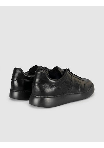 Cabani Siyah Hakiki Deri Erkek Sneaker Ayakkabı