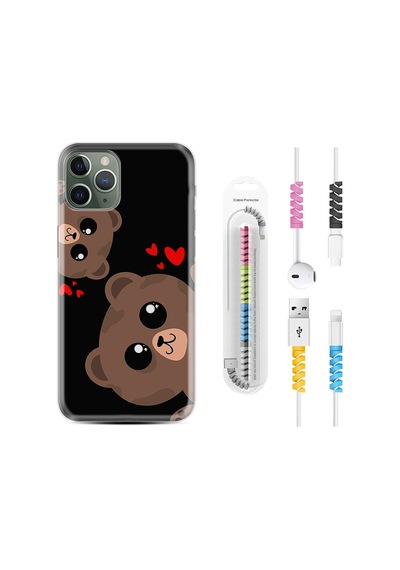 Apple Uyumlu iPhone 11 Pro Max Kılıf Kablo Koruyuculu Love Animals 1780