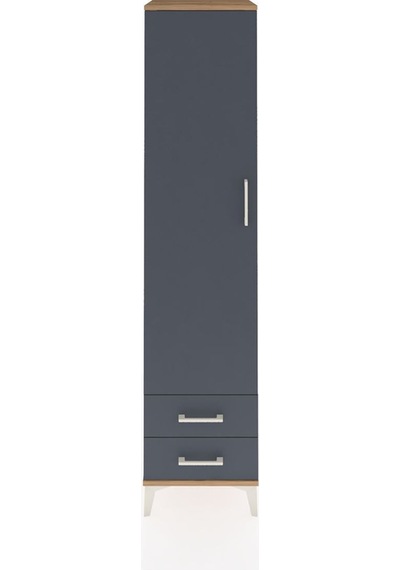 Hyperion Dolap 5 Raflı 2 Çekmeceli Tek Kapaklı 44x44x195 Çam-antrasit Atlas Çam