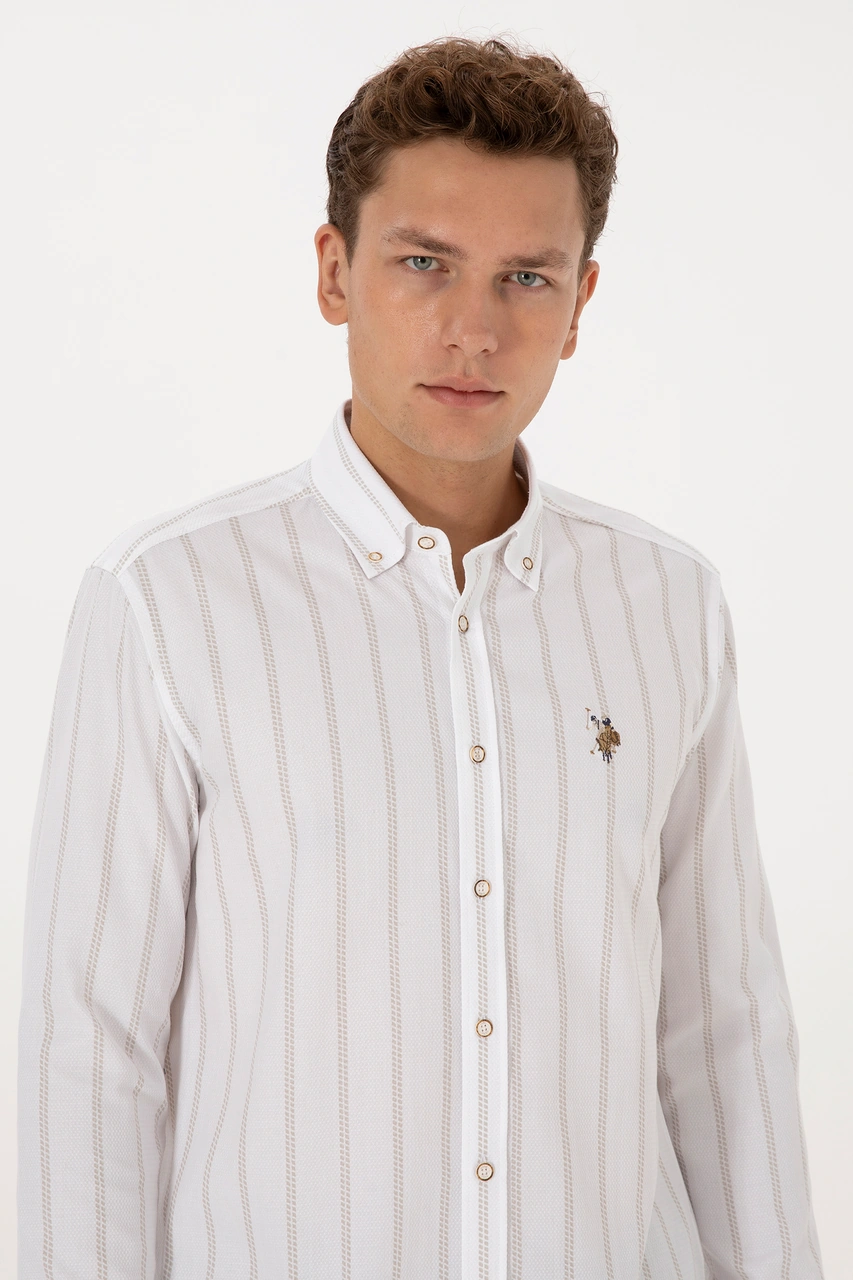 U.s. Polo Assn. Erkek Taş Gömlek Desenli 50308318-vr049 Tas