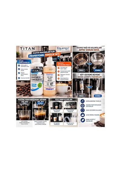Tıtan Clean Coffee K10 + Equinox Kc 028 Nox Mılky Profesyonel Kahve Makinesi Temizlik Seti - 939633459 Diğer